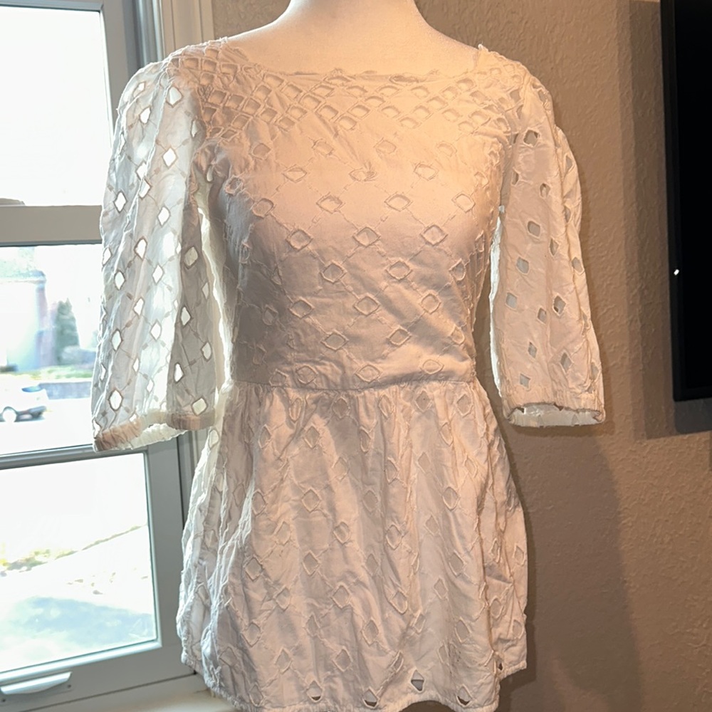 White Eyelet Top